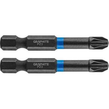 GRAPHITE Bit IMPACT PZ 3 x 50 mm, S2 Staal Full Fit Kop, 2 stuks