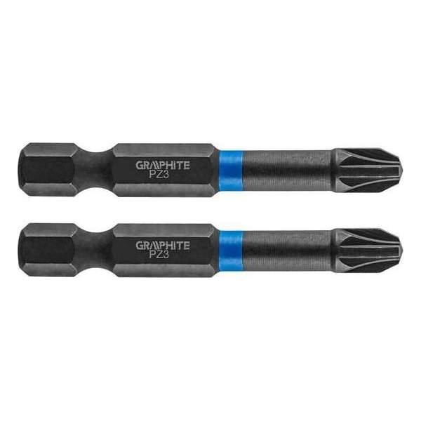 GRAPHITE Bit IMPACT PZ 3 x 50 mm, S2 Staal Full Fit Kop, 2 stuks