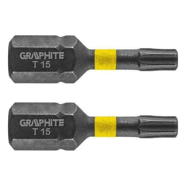 GRAPHITE Bit IMPACT TX 15 x 25 mm, S2 Staal Full Fit Kop, 2 stuks