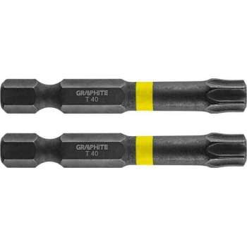 GRAPHITE Bit IMPACT TX 40 x 50 mm, S2 Staal Full Fit Kop, 2 stuks