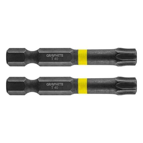 GRAPHITE Bit IMPACT TX 40 x 50 mm, S2 Staal Full Fit Kop, 2 stuks