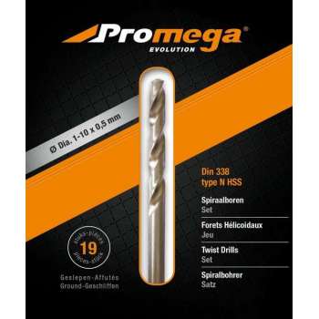 PROMEGA - SET BLANK GESLEPEN BOREN 1-10/0,5 MM - 19 PCS - G - 1-10/0.5 MM - 19 PCS - G