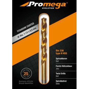 PROMEGA - SET TIN GESLEPEN BOREN 1-10/0,5 MM - 19 PCS - TI - 1-10/0.5 MM - 19 PCS - TI