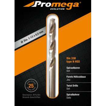 PROMEGA - SET BLANK GESLEPEN BOREN 1-13/0,5 MM - 25 PCS - G - 1-13/0.5 MM - 25 PCS - G