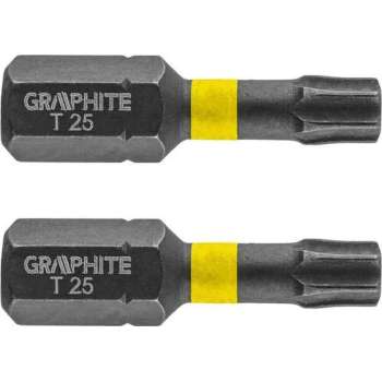 GRAPHITE Bit IMPACT TX 25 x 25 mm, S2 Staal Full Fit Kop, 2 stuks