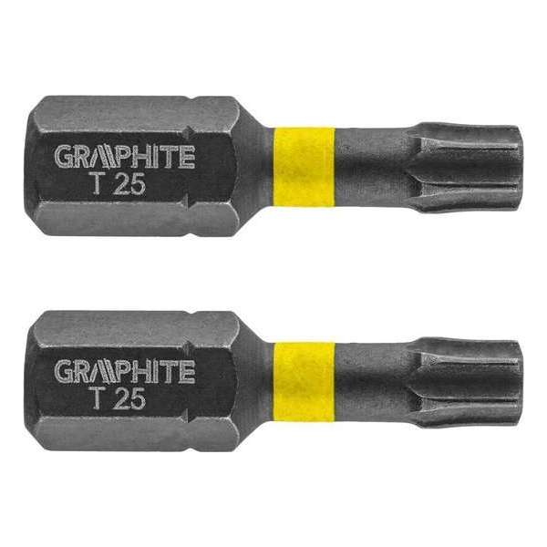 GRAPHITE Bit IMPACT TX 25 x 25 mm, S2 Staal Full Fit Kop, 2 stuks