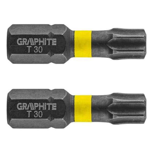 GRAPHITE Bit IMPACT TX 30 x 25 mm, S2 Staal Full Fit Kop, 2 stuks