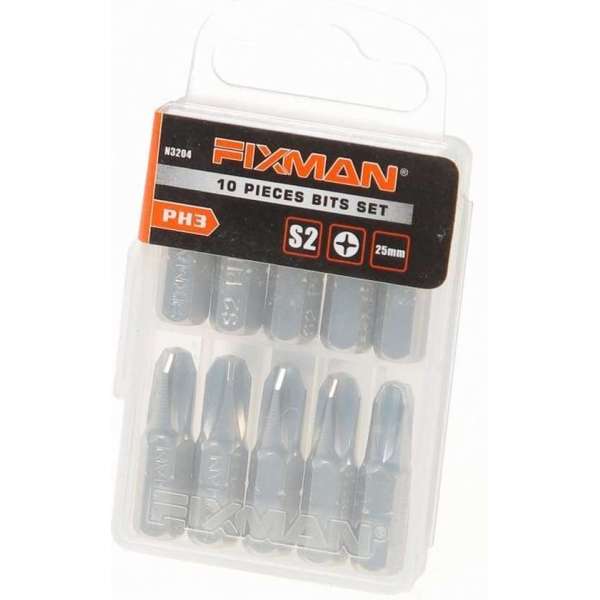 Fixman Bitset 1/4" PH 3 x 25mm blister van 10 bits