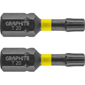 GRAPHITE Bit IMPACT TX 20 x 25 mm, S2 Staal Full Fit Kop, 2 stuks