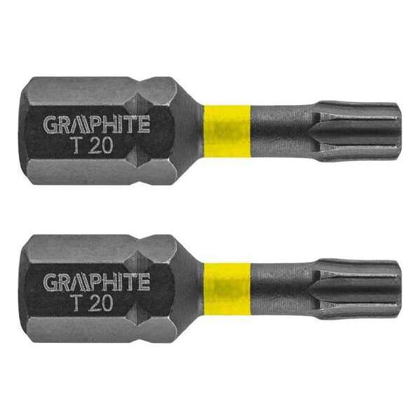 GRAPHITE Bit IMPACT TX 20 x 25 mm, S2 Staal Full Fit Kop, 2 stuks