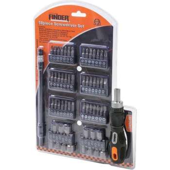 Finder Tools Ratelschroevendraaier & Bits Set 58-delig