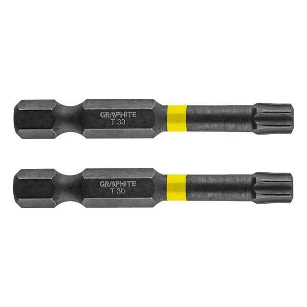 GRAPHITE Bit IMPACT TX 30 x 50 mm, S2 Staal Full Fit Kop, 2 stuks