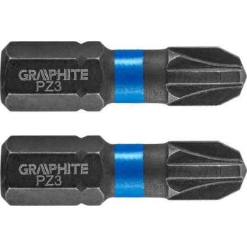 GRAPHITE Bit IMPACT PZ 3 x 25 mm, S2 Staal Full Fit Kop, 2 stuks