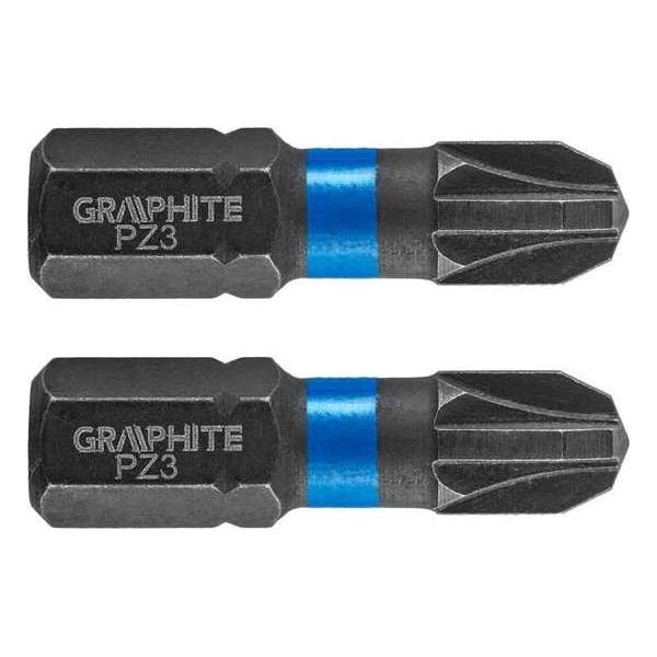 GRAPHITE Bit IMPACT PZ 3 x 25 mm, S2 Staal Full Fit Kop, 2 stuks