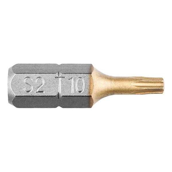 Bit Torx T10, 25mm S2 TIN, 2 op een blister