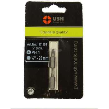 USH Bits, PH1, 1/4 inch, 25 mm, 2 stuks, (17101)