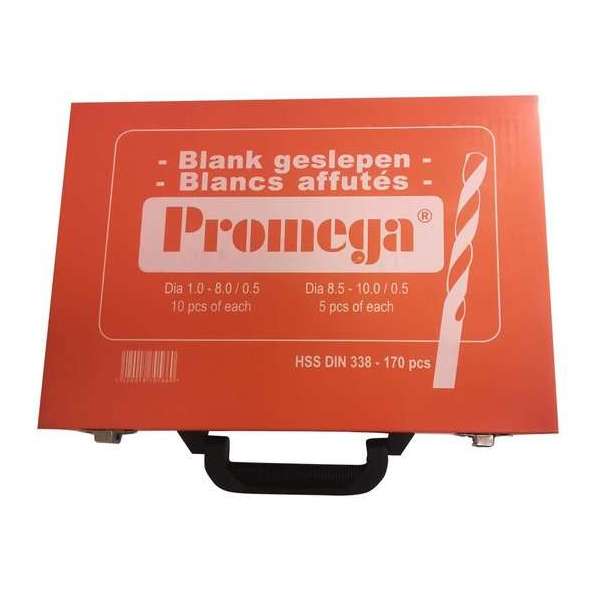 PROMEGA - KOFFER MET BLANK GESLEPEN BOREN-170 PCS - GROUND WHITE FINISHED-170 PCS