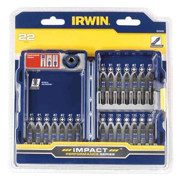 1923436 Irwin Impact Bitset 22 Stuks, Phillips, Pozidriv, Torx