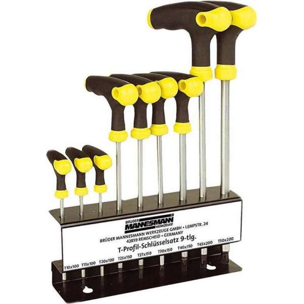 Brüder Mannesmann Torx T-grepen (set 9 stuks) in standaard