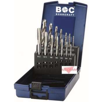 Bohrcraft Machinetappen set M3-M12 HSS-E met voorboordiameters - tappenset