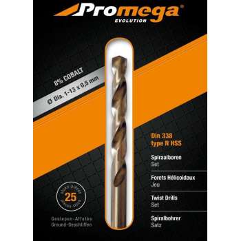 PROMEGA - SET COBALT BOREN 1-13/0,5 MM - 25 PCS - CO - 1-13/0.5 MM - 25 PCS - CO