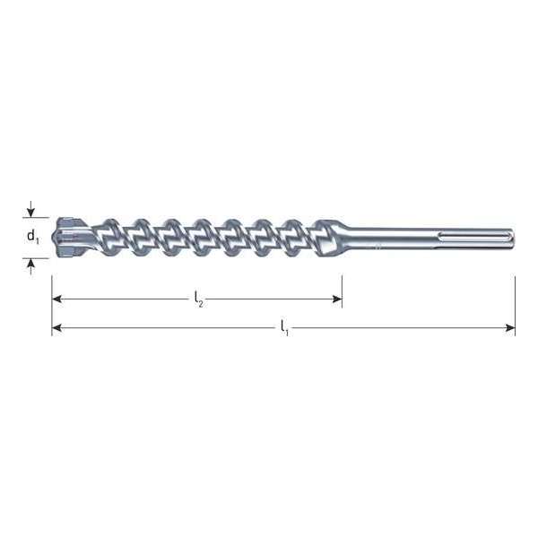 Steenboor, Betonboor, Hamerboor  4-snijder 14 mm x 400 mm werklengte voor SDS-max aanlsuiting