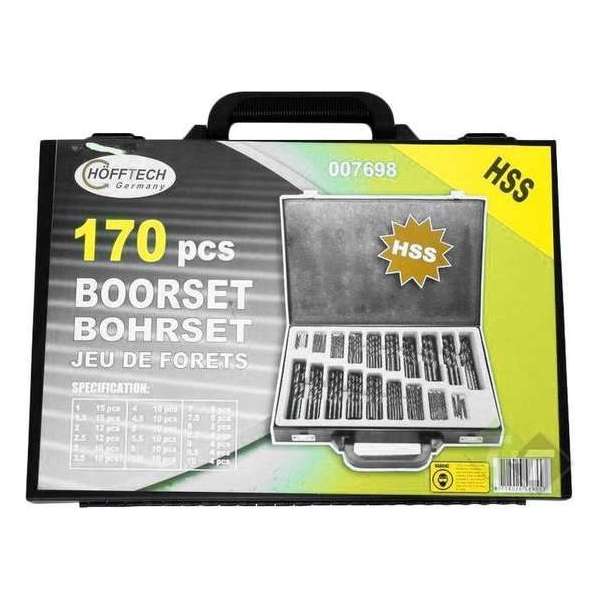 Borenset 170 delig, HSS, Boor set titanium