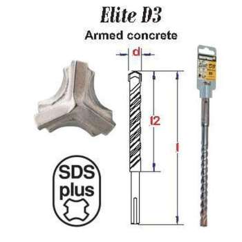 Betonboor Elite SDS-plus D3 * 16,00x310 mm boorkop met 3-snijvlakken voor gewapend beton