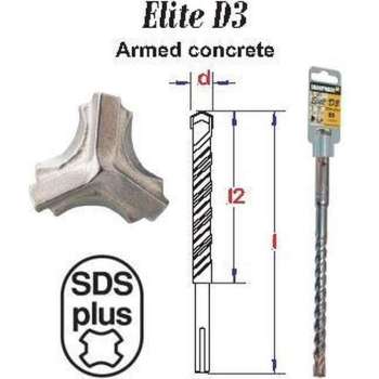 Hamerboor Elite SDS-plus D3  18,00x460 mm boorkop met 3-snijvlakken voor gewapend beton