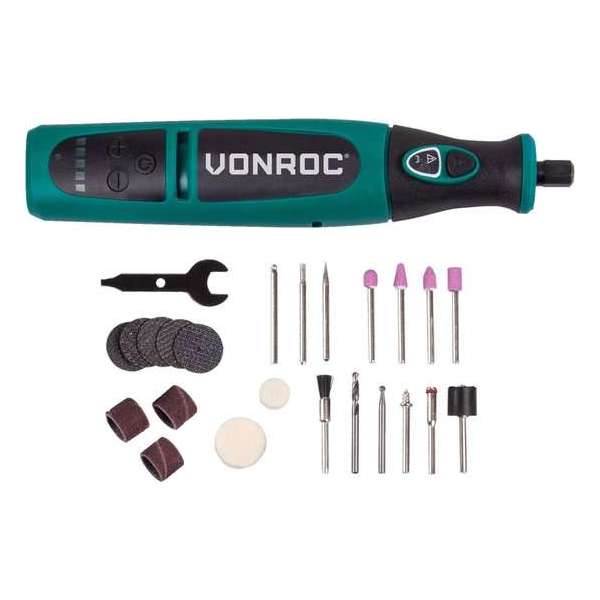 VONROC Accu Multitool – Roterend – 8V – Incl. 24 accessoires, oplader & opbergtas