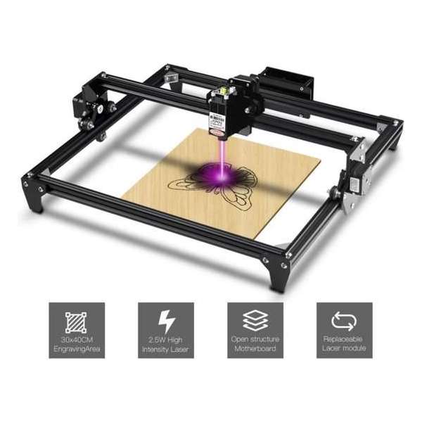 Laser Graveermachine -  Laser Cutter - Laser Engraver - 7.5W - Graveeroppervlakte: 30x40cm - Zwart