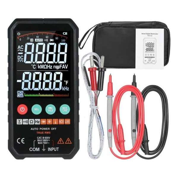 Dakta® Multimeter | Temperatuur meten | Slimme meter | AC/DC spanning | Frequentie meter | LCD scherm | Digitale meter