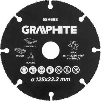 Graphite Carbide Multi Slijpschijf voor hout, kunststof, gips, ect. 125mm