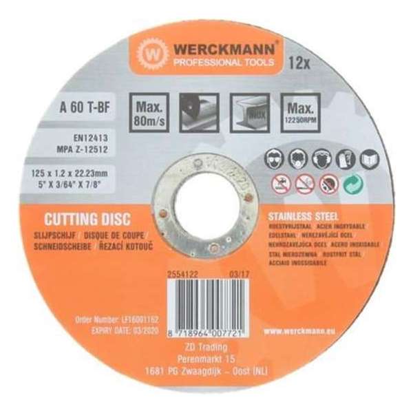 Werckmann slijpschijven 12 stuks 125 x 1.2 x 22.23 mm