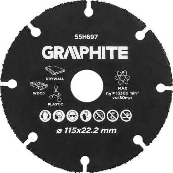 Graphite Carbide Multi Slijpschijf voor hout, kunststof, gips, ect. 115mm