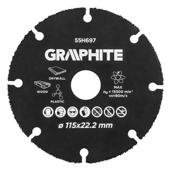 Graphite Carbide Multi Slijpschijf voor hout, kunststof, gips, ect. 115mm