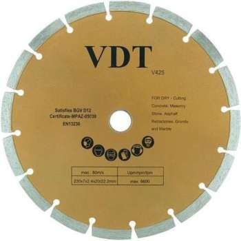 VDT Diamantschijf, Slijpschijf 230 mm (gesegmenteerd)