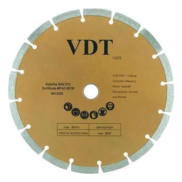 VDT Diamantschijf, Slijpschijf 230 mm (gesegmenteerd)