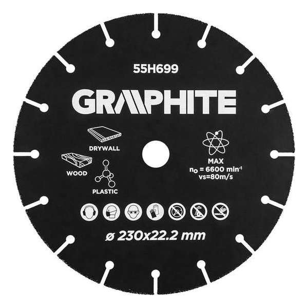 Graphite Carbide Multi Slijpschijf voor hout, kunststof, gips, ect. 230mm