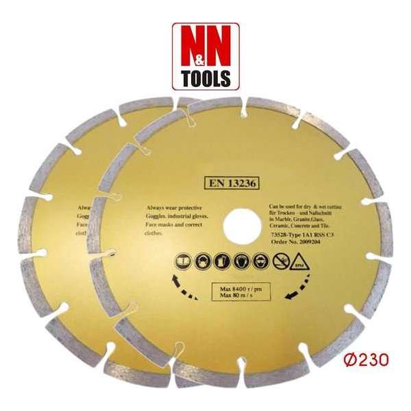 N&N Tools Diamantdoorslijpschijf Professional Multi Pack - 2 x 230 mm | Wet & Dry