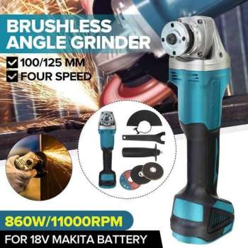 Nieuwe 4 Speed Borstelloze Elektrische Haakse Slijper Draadloze Houtbewerking Slijpen Power Tools Voor Makita 18V Batterij 100MM