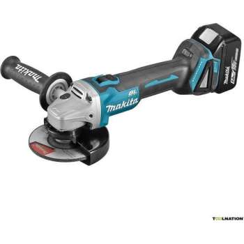 Makita DGA506RTJ 2x 5,0 Ah accu-haakse slijper in Makpac