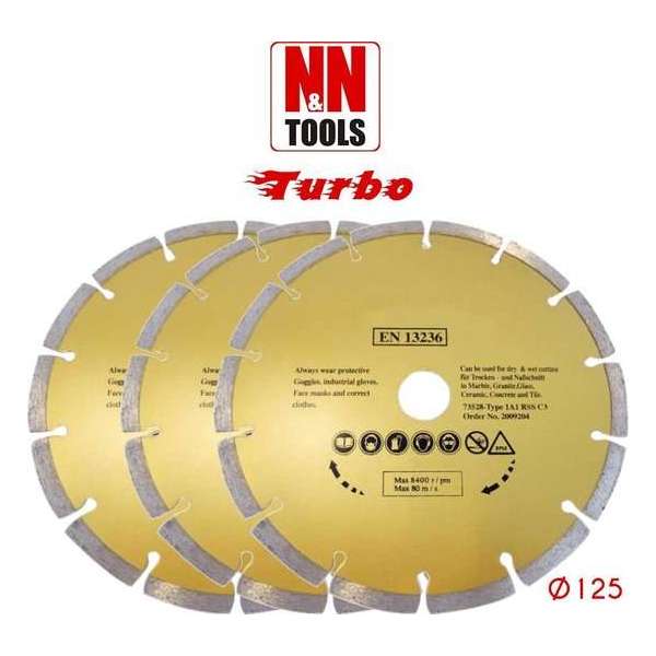 N&N Tools Diamantdoorslijpschijf Professional Multi Pack - 3 x 125 mm | Wet & Dry