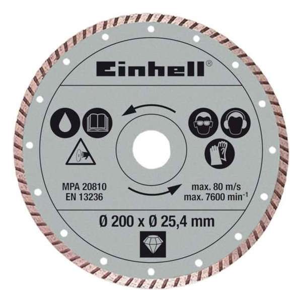 Einhell 4301175 Turbo Diamantdoorslijpschijf - 200 x 25,4 x 2,2mm - tegels