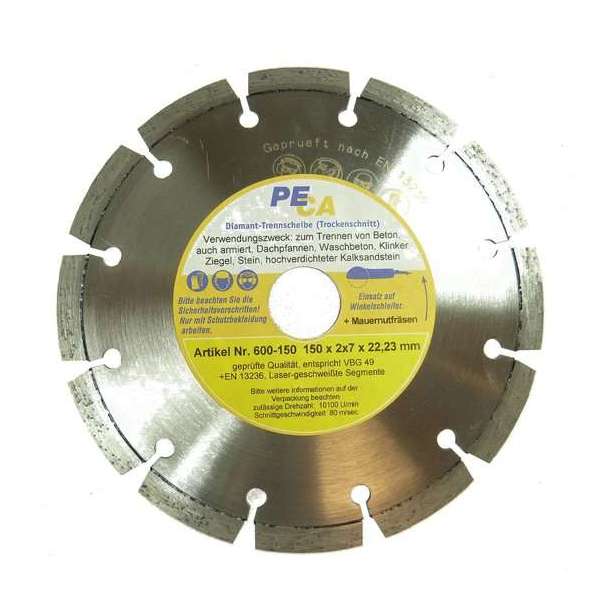 PECA diamond cutting discs, 150x22mm