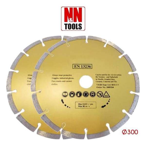 N&N Tools Diamantdoorslijpschijf Professional Multi Pack - 2 x 300 mm | Wet & Dry