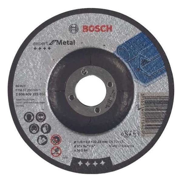 Bosch - Doorslijpschijf gebogen Expert for Metal A 30 S BF, 125 mm, 22,23 mm, 2,5 mm