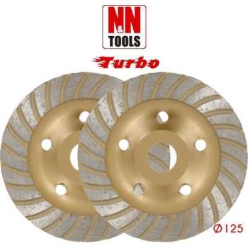 N&N Tools Turbo Diamantdoorslijpschijf Bias Cup Professional Multi Pack - 2 x 125 mm | Wet & Dry