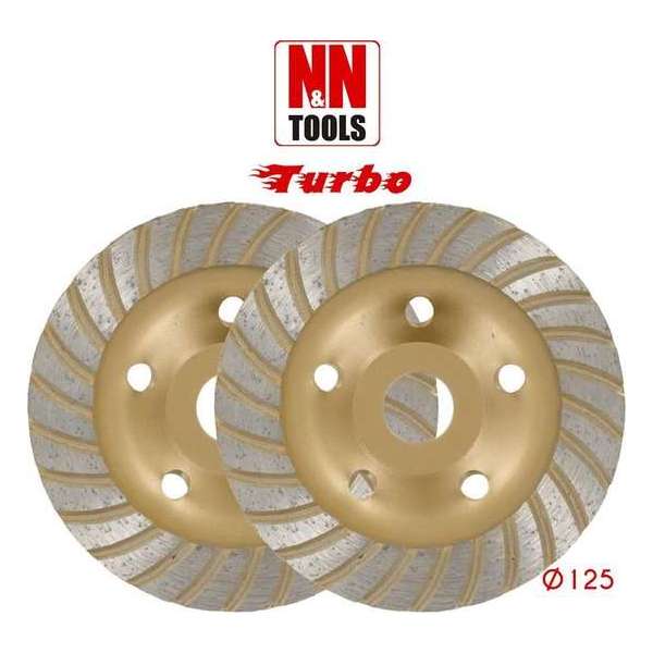 N&N Tools Turbo Diamantdoorslijpschijf Bias Cup Professional Multi Pack - 2 x 125 mm | Wet & Dry