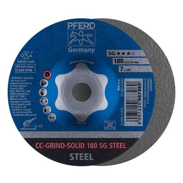 PFERD Slijpschijf 180 Mm Pferd Cc-Grind-Solid Sg Steel 64185180